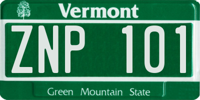 VT license plate ZNP101