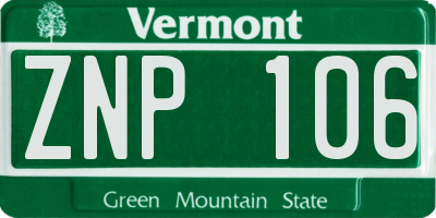VT license plate ZNP106