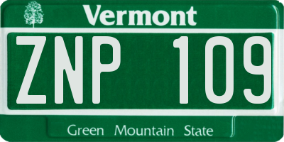 VT license plate ZNP109