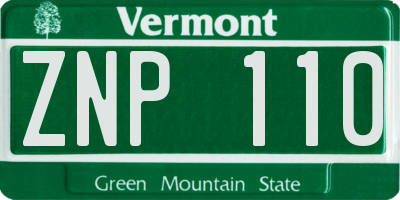 VT license plate ZNP110