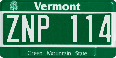 VT license plate ZNP114
