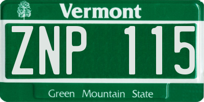 VT license plate ZNP115