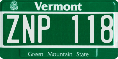 VT license plate ZNP118