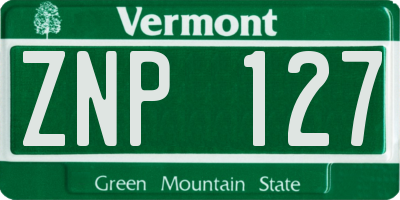 VT license plate ZNP127