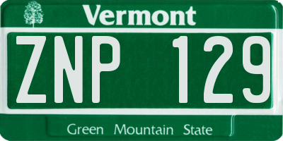 VT license plate ZNP129