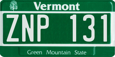 VT license plate ZNP131