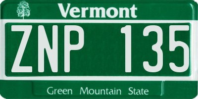 VT license plate ZNP135