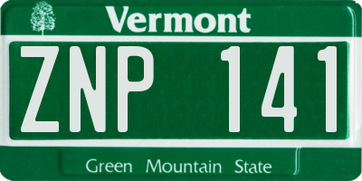 VT license plate ZNP141