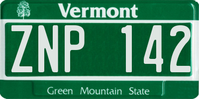 VT license plate ZNP142