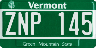 VT license plate ZNP145