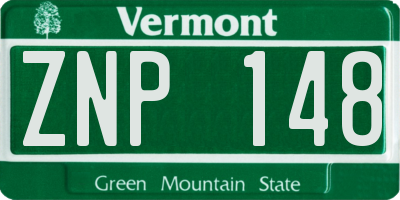 VT license plate ZNP148