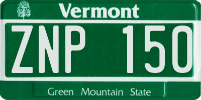 VT license plate ZNP150