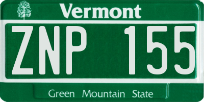 VT license plate ZNP155