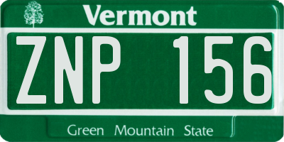 VT license plate ZNP156