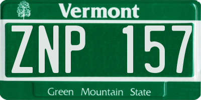 VT license plate ZNP157