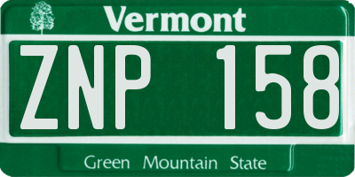 VT license plate ZNP158