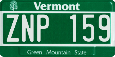 VT license plate ZNP159