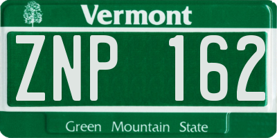 VT license plate ZNP162
