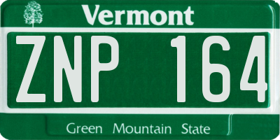 VT license plate ZNP164