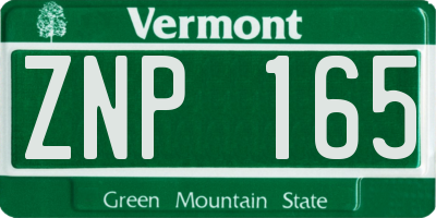 VT license plate ZNP165