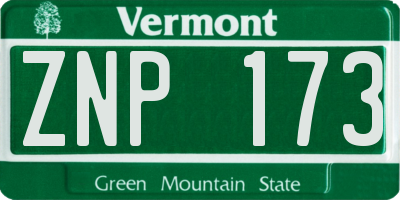 VT license plate ZNP173