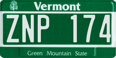 VT license plate ZNP174