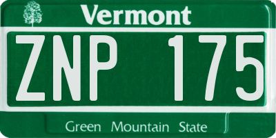 VT license plate ZNP175