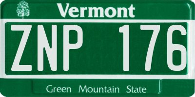 VT license plate ZNP176