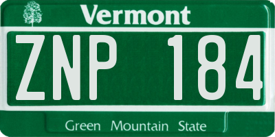 VT license plate ZNP184