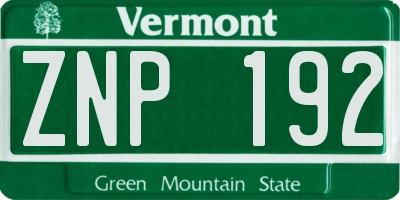 VT license plate ZNP192