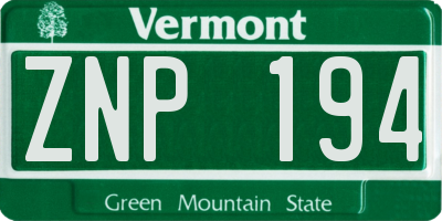 VT license plate ZNP194