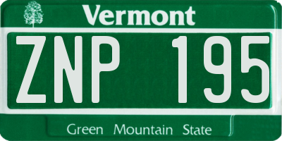 VT license plate ZNP195
