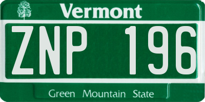 VT license plate ZNP196