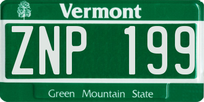 VT license plate ZNP199