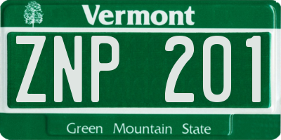 VT license plate ZNP201