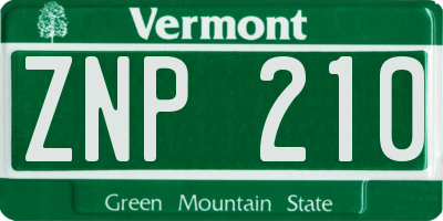 VT license plate ZNP210
