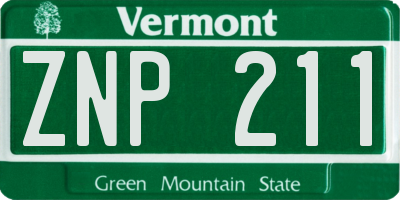 VT license plate ZNP211