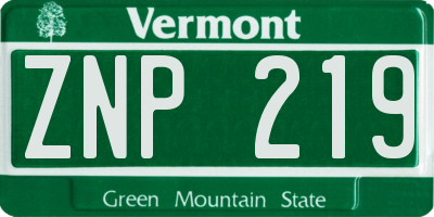 VT license plate ZNP219