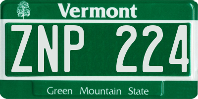 VT license plate ZNP224