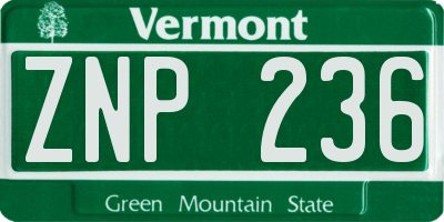 VT license plate ZNP236
