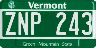 VT license plate ZNP243