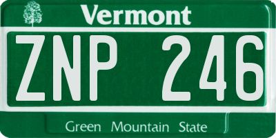 VT license plate ZNP246