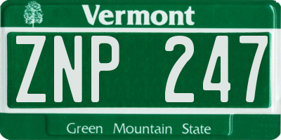 VT license plate ZNP247