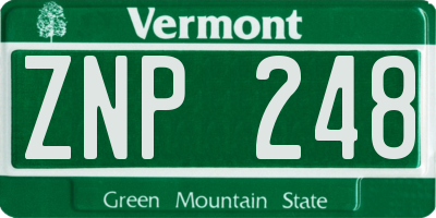 VT license plate ZNP248