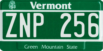 VT license plate ZNP256