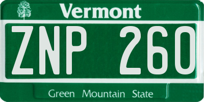 VT license plate ZNP260