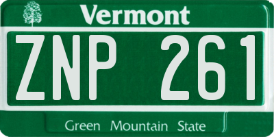VT license plate ZNP261