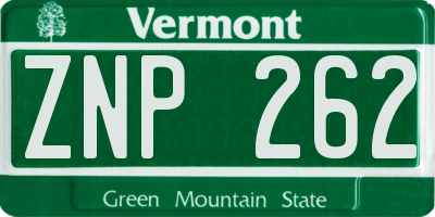 VT license plate ZNP262