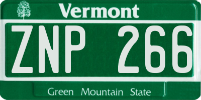 VT license plate ZNP266
