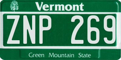 VT license plate ZNP269